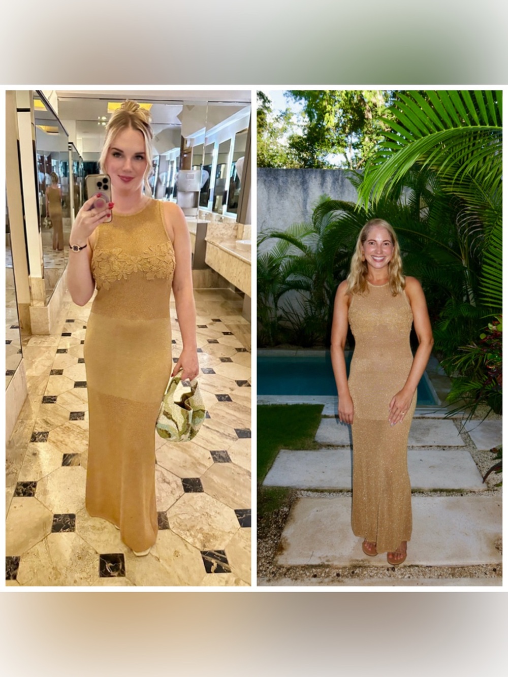 The Wolf‎ Gang Iris Maxi Dress Gold Metallic Floral Vacation Medium